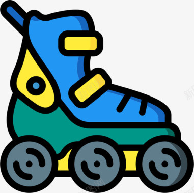 溜冰鞋运动和游戏6线性颜色图标图标
