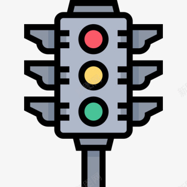 交通灯城市元素28线性颜色图标图标