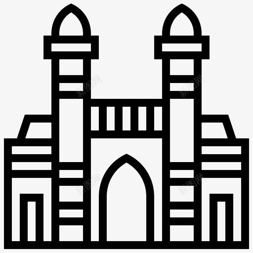 印度孟买门户建筑地标图标svg_新图网 https://ixintu.com landmark3line 印度孟买门户 地标 建筑