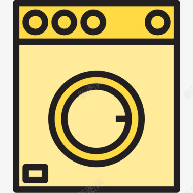 洗衣机家具79线性颜色图标图标