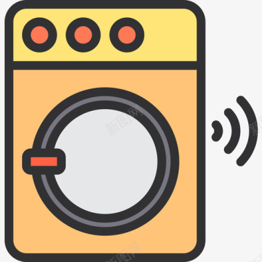 洗衣机智能科技7线性颜色图标图标