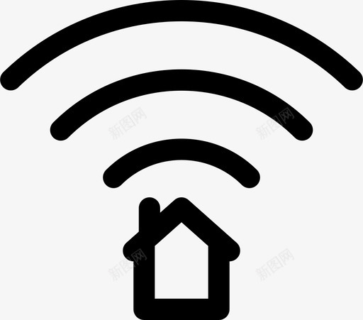 连接建筑住宅图标svg_新图网 https://ixintu.com wifi 住宅 建筑 波浪 连接