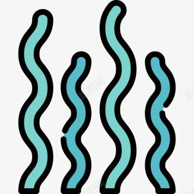 海藻海洋生物15线状颜色图标图标
