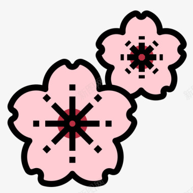 樱花天然香味2线性颜色图标图标