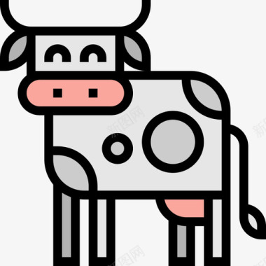 奶牛农业和园艺4线性颜色图标图标