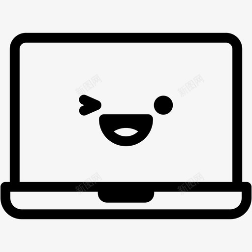 笑电脑设备图标svg_新图网 https://ixintu.com 情感 电脑 笑 笔记本电脑 笔记本电脑表情线 表情符号 设备