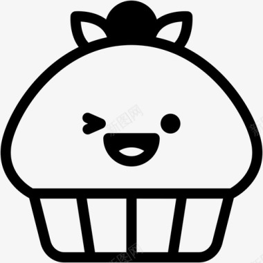笑面包房纸杯蛋糕图标图标