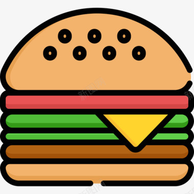 汉堡BBQ17线性颜色图标图标