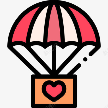降落伞慈善23线性颜色图标图标
