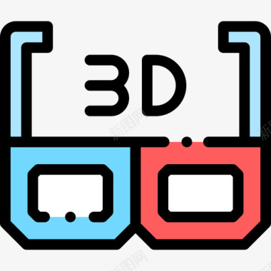 3d电影约会夜5线性颜色图标图标