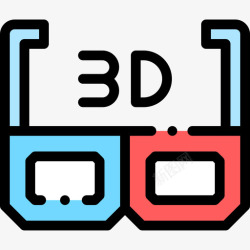 5D电影开业啦3d电影约会夜5线性颜色图标高清图片