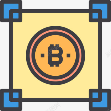 区块链加密货币和比特币4线性颜色图标图标