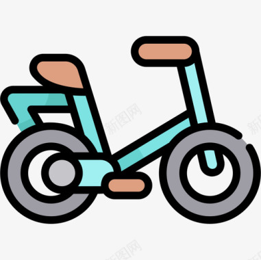 自行车车辆和交通工具3线性颜色图标图标