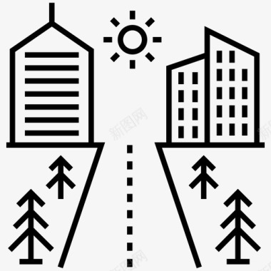 城市景观城市建筑摩天大楼图标图标