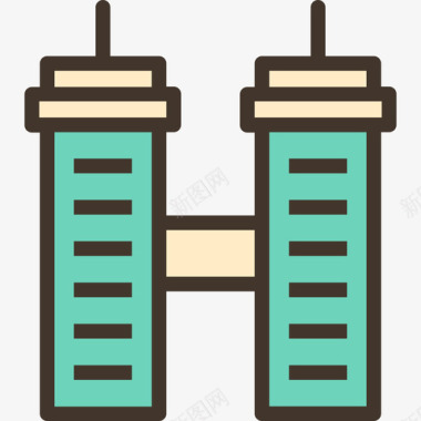 城市景观13号楼线性颜色图标图标