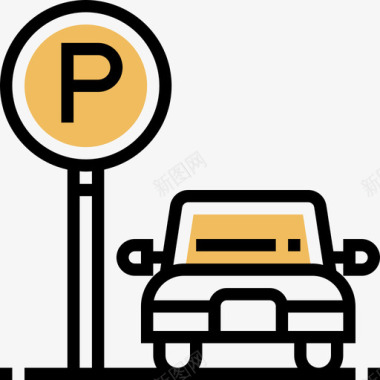 停车场城市元素30黄色阴影图标图标