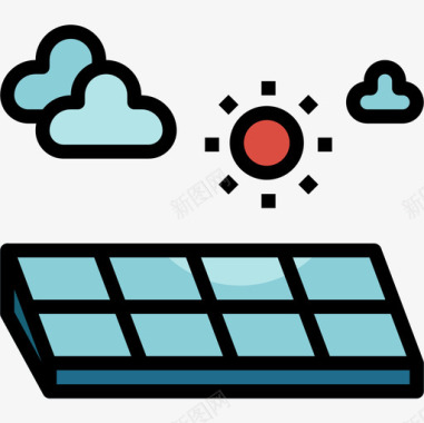 太阳能电池板ai线性颜色图标图标