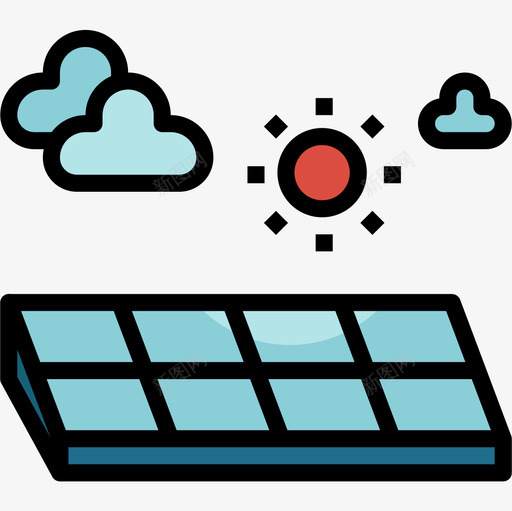 太阳能电池板ai线性颜色图标svg_新图网 https://ixintu.com ai 太阳能电池板 线性颜色