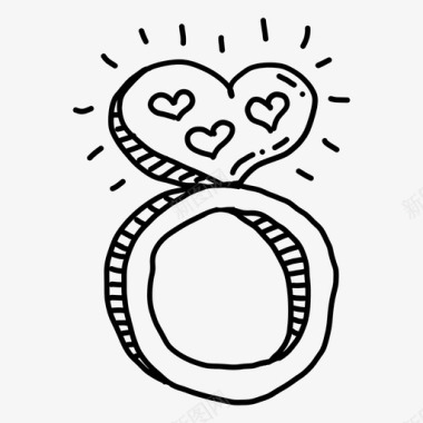 爱的戒指涂鸦二月图标图标