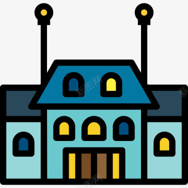 住宅城市元素建筑4线条色彩图标图标