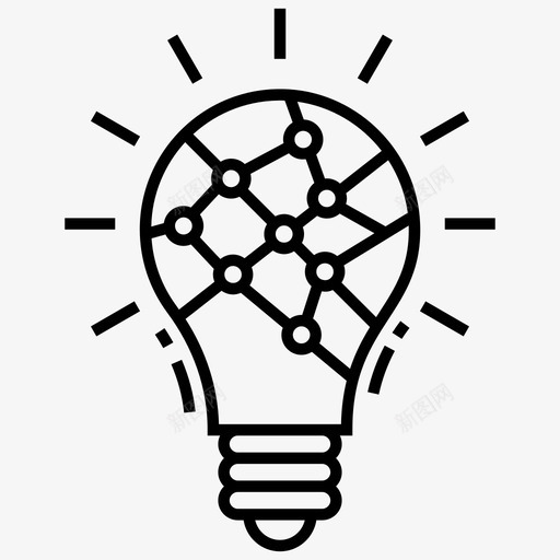 创意电灯泡逻辑思维图标svg_新图网 https://ixintu.com 创意 数字经济线图标 电灯泡 转化理念 逻辑思维