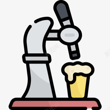 啤酒龙头啤酒节26线性颜色图标图标