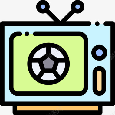 电视足球17线性颜色图标图标