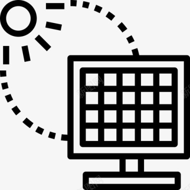 太阳能电池板重型和电力工业线性图标图标