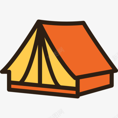 帐篷徒步旅行6线性颜色图标图标