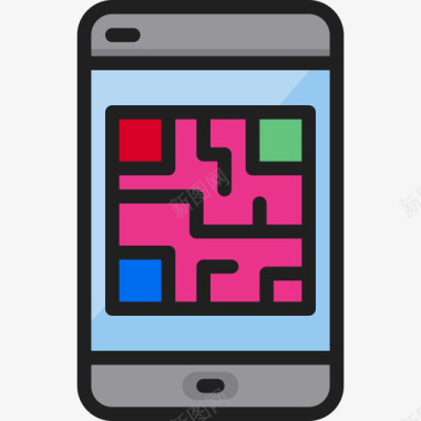 智能手机移动21线性颜色图标图标