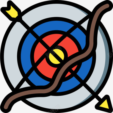 射箭运动和游戏6线性颜色图标图标