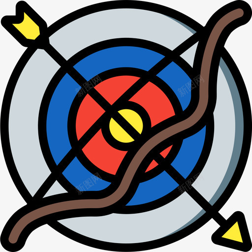 射箭运动和游戏6线性颜色图标svg_新图网 https://ixintu.com 射箭 线性颜色 运动和游戏6