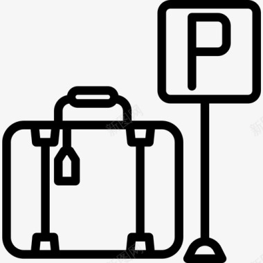 行李箱机场50直线型图标图标