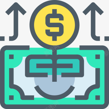 账单储蓄和投资3线性颜色图标图标