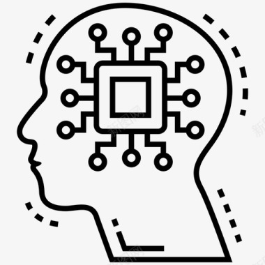 处理器芯片大脑人工智能计算机接口大脑图标图标