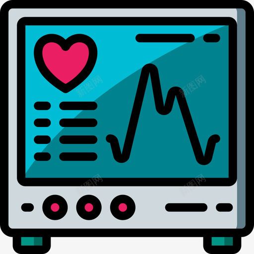 心电图医疗器械5线色图标svg_新图网 https://ixintu.com 医疗器械5 心电图 线色