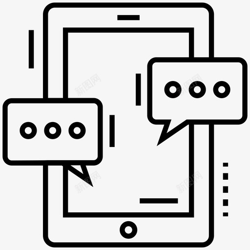 在线聊天手机实习生对话图标svg_新图网 https://ixintu.com 在线信息 在线聊天 实习生对话 手机 数字经济线路图标 短信 语音泡沫