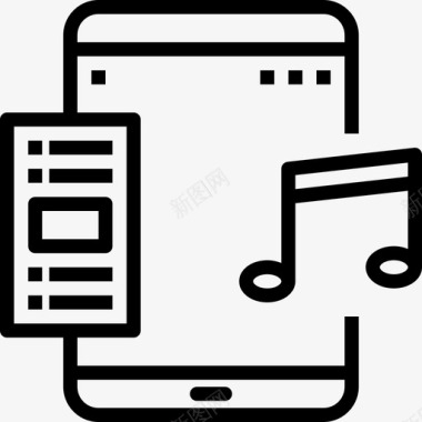 音乐和多媒体平板电脑应用3线性图标图标