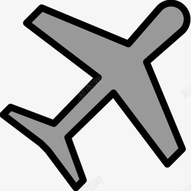 飞机49号机场线性颜色图标图标