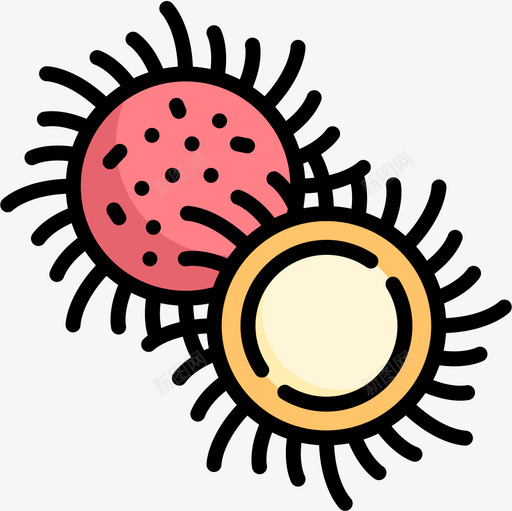 红毛丹水果和蔬菜14线形颜色图标svg_新图网 https://ixintu.com 卡通红毛丹 水果和蔬菜14 红毛丹 线形颜色
