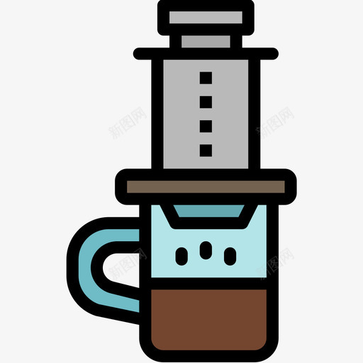 Aeropress咖啡店70线性颜色图标svg_新图网 https://ixintu.com Aeropress 咖啡店70 线性颜色