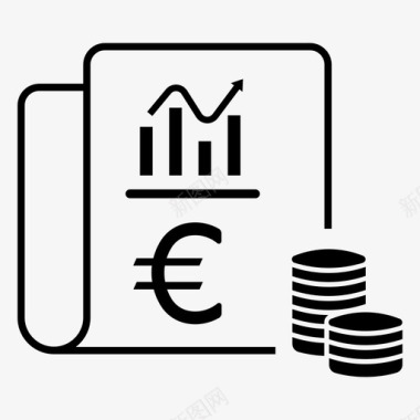 欧元平衡表会计硬币图标图标