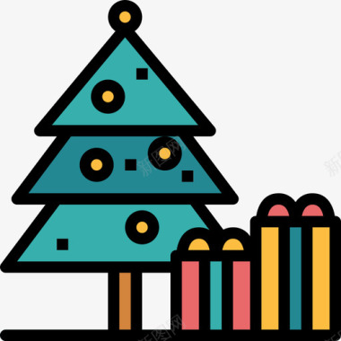 圣诞树圣诞139线形颜色图标图标