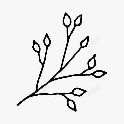 树枝手绘叶图标svg_新图网 https://ixintu.com 叶 手绘 树枝 植物 自然