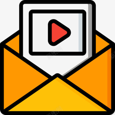 电子邮件视频博客5线性颜色图标图标