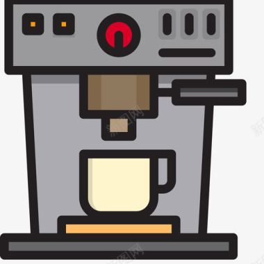 咖啡机咖啡35线性颜色图标图标