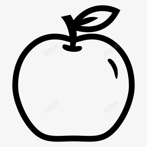 苹果水果线条图标svg_新图网 https://ixintu.com 水果 水果图标 简单 线条 自然 苹果