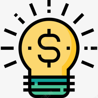 灯泡财务策略线条颜色图标图标