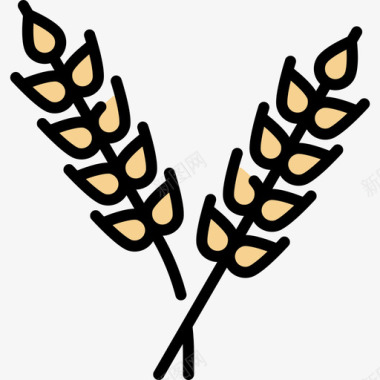 小麦感恩节45线形颜色图标图标
