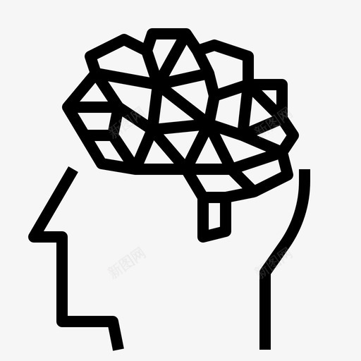 创意大脑头部图标svg_新图网 https://ixintu.com 创意 创意轮廓风格 多边形 大脑 头部